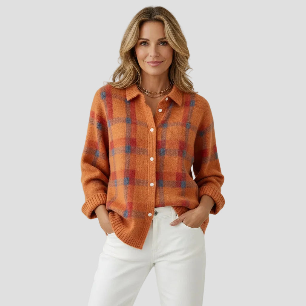 Arosa | Karierter Strickcardigan in weicher Ausführung